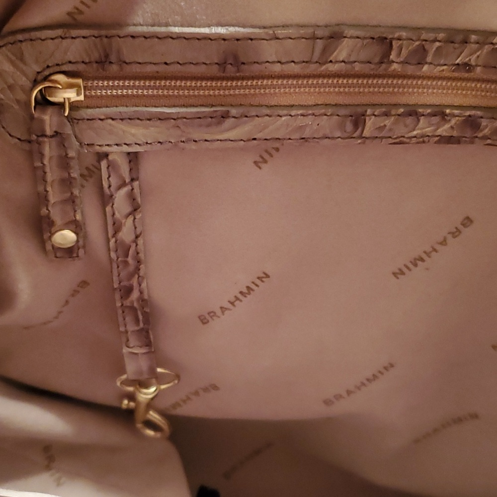 Brahmin Taupe/ Beige Croc bag (sz M) - Picture 8 of 13